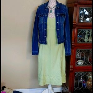 Lime green midi linen dress